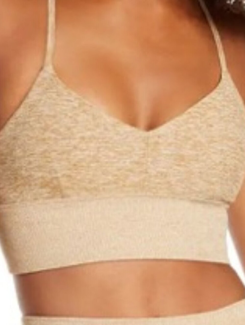 ALO Yoga Heathered Cream Seamless Bralette